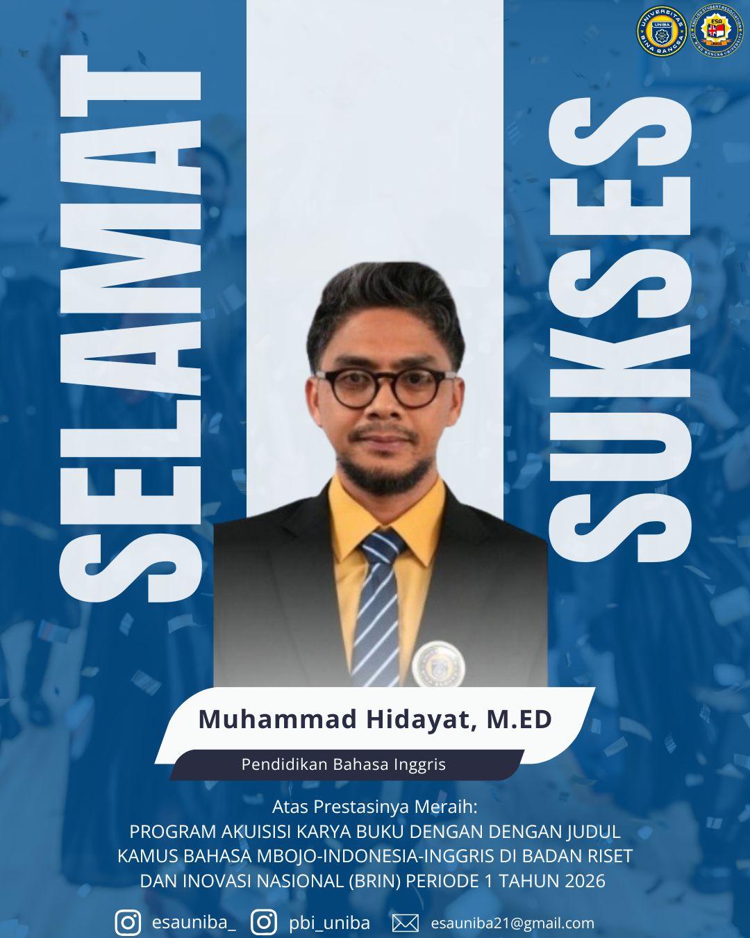 Lecturer of PBI UNIBA Secured BRIN Book Acquisition Grant 2026